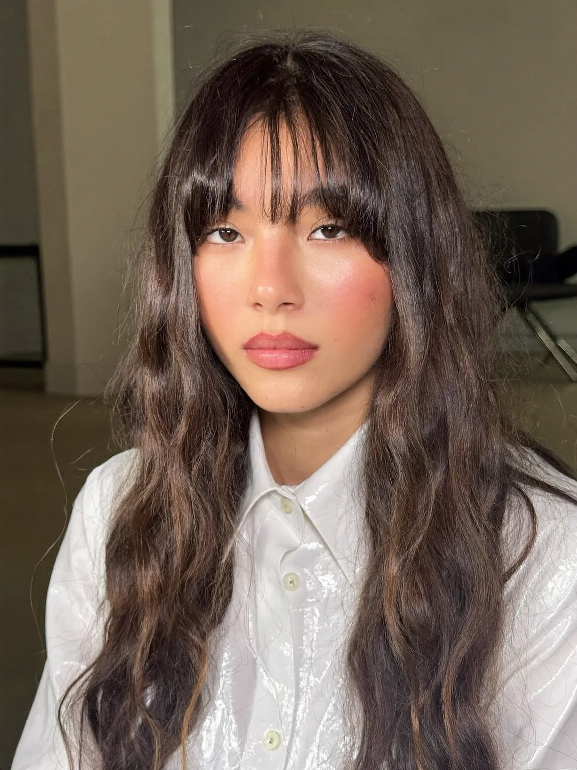 Air-Dried Wavy Chocolate Brown Long Layers